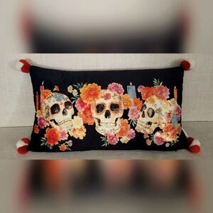 Dia De Los Muertos Velvet embroidered decorative pillow